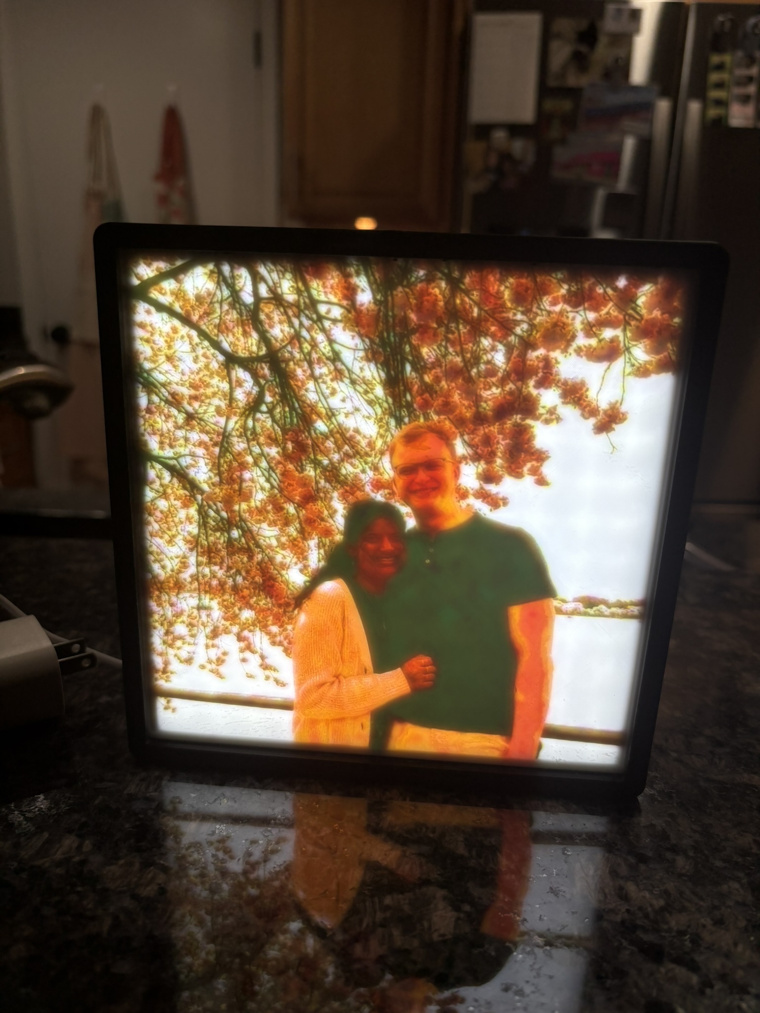 Cherry blossom lithophane lit up